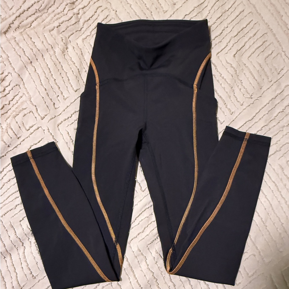 lululemon athletica Black Leggings with Gold Accents NWOT